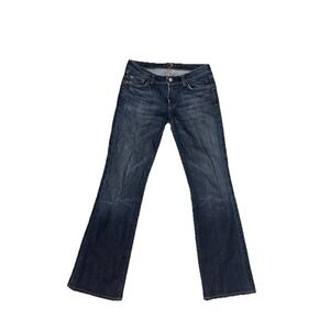 7 for All Mankind Dark Wash Blue Low Rise Flare Leg Denim Jeans Women's Size 28